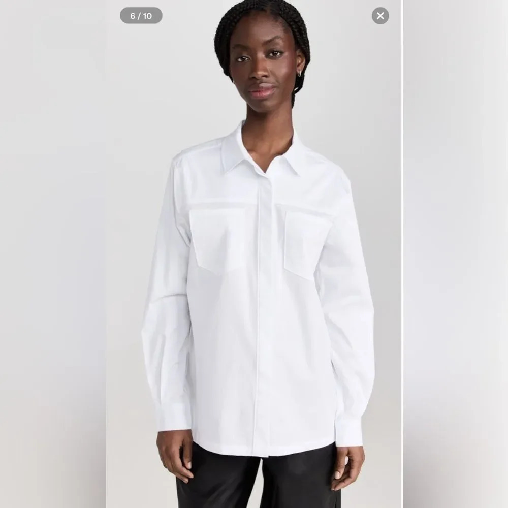 Good American size 6 (3xl) white cotton blend slit back poplin shirt - Picture 6 of 13
